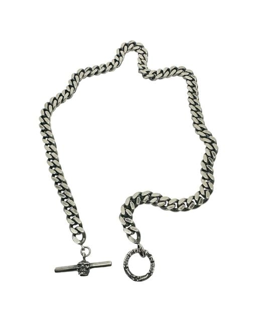Tg-Jewellery by Tamara Gervasio Metallic Curb Chain With Skull T-Bar Power Japanese Sign for men
