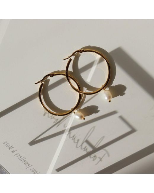 FV Jewellery Metallic Steel Me Round Hoop & Pearl Earrings