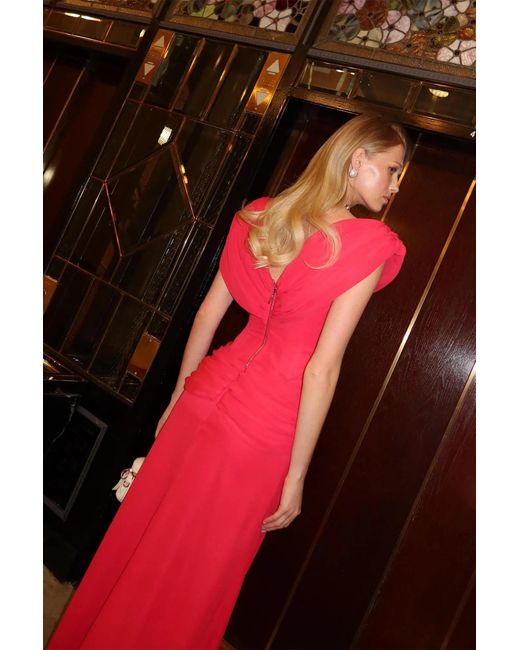 POST MERIDIEM Pink Chiffon Maxi Skirt With Draping