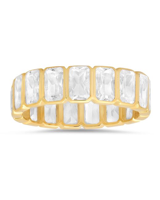 Kylie Harper Metallic Bezel-Set Emerald-Cut Diamond Cz Eternity Band Ring