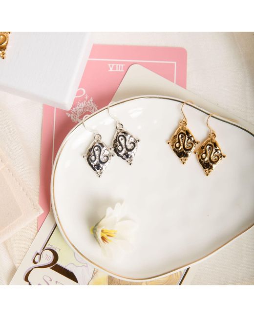 Seven Saints Metallic Leo Vintage-Style Dangle Earrings, Rhodium Plated