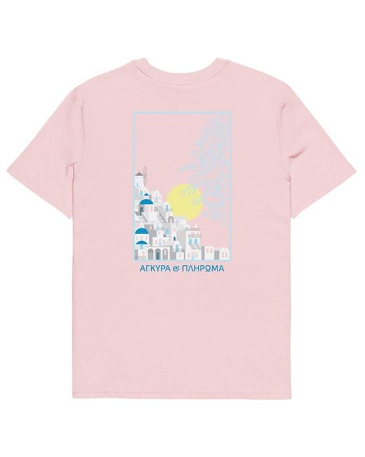 Anchor and Crew Pink Cotton Santorini Landmark Organic Cotton T-Shirt for men