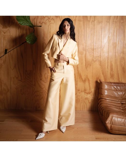 Delfi Collective White Cropped Suiting Banana Blazer