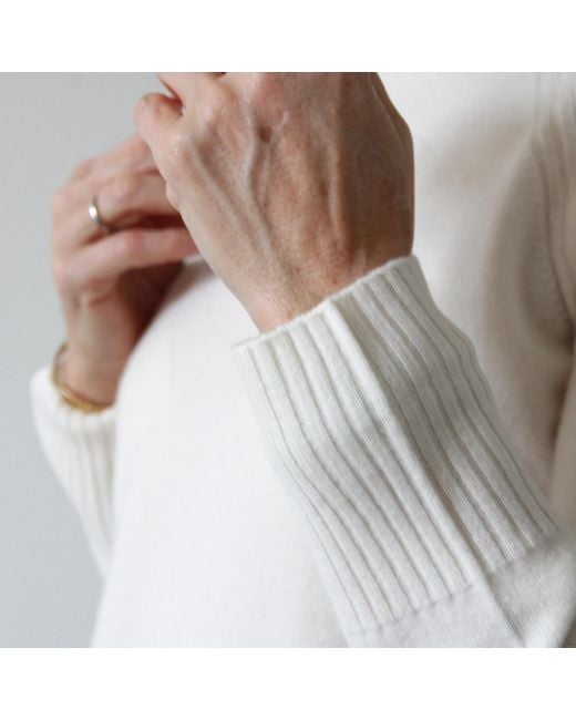 tirillm White Abby A Line Long Turtle Neck Pullover, Off