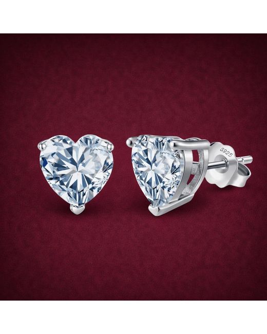 Pearl Code White Angel Heart Moissanite Stud Earrings