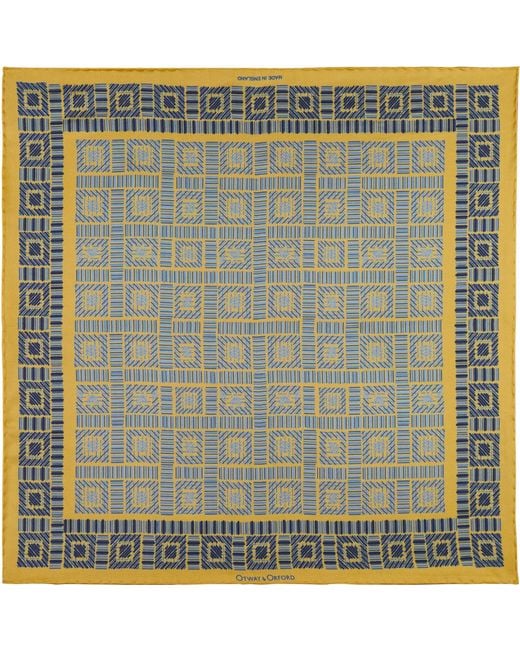 Otway & Orford Green 'City Squares' Geometric Silk Pocket Square for men