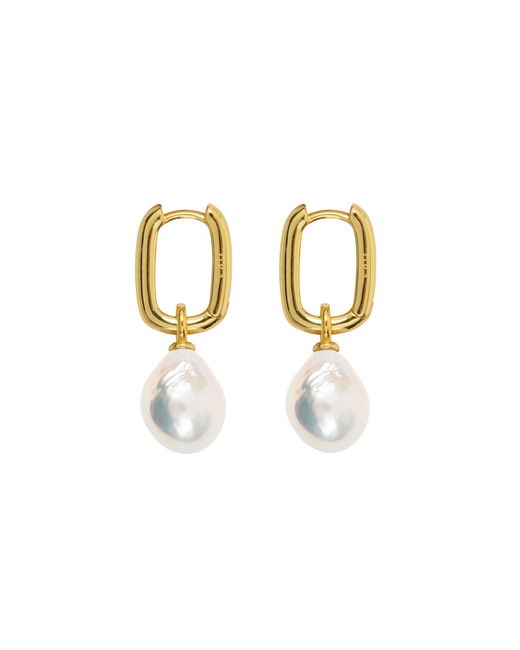 Ora Pearls Metallic Aetia Baroque Pearl Hoop Earrings