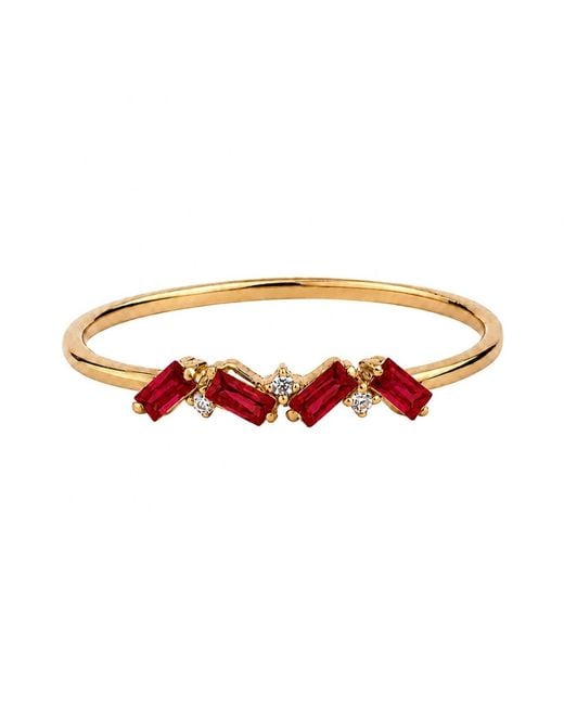 Belinda Jewelz Pink Ruby Full Baguette Birthstone Ring