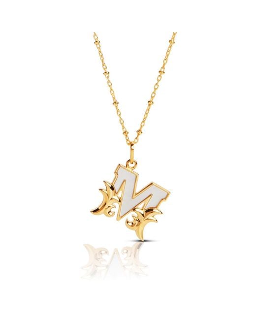Kasun Metallic Plated M Initial Necklace With Mother Of Pearl