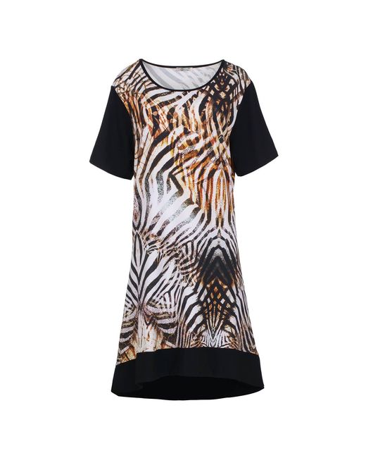 Conquista Black Short Sleeve Tiger Print Dress Plus Size