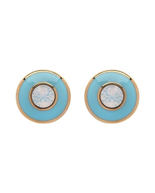 Emma Holland Jewellery Blue Aqua & Opal Crystal Disc Clip Earrings