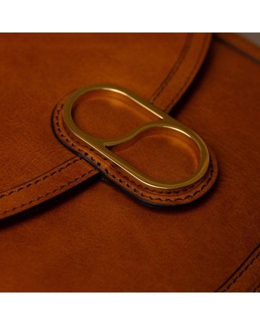 Time Resistance Brown Leather Saddle Bag