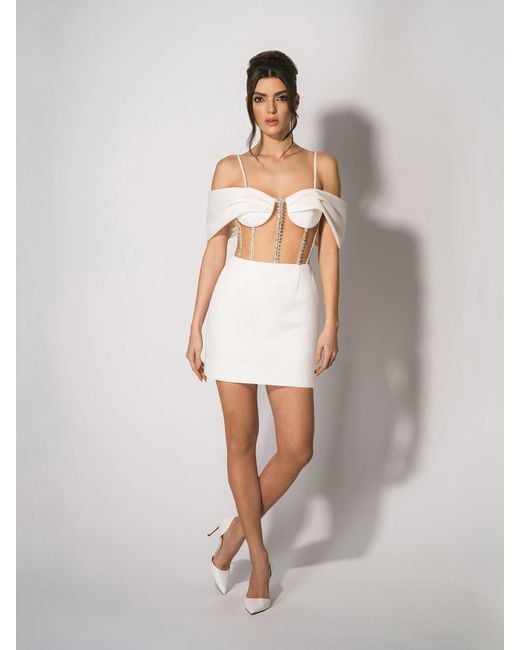 Tia Dorraine White Belle Of The Ball Crystal-Embellished Mini Dress