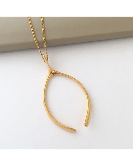 Katie Mullally Metallic Large Sterling Plated Wishbone Necklace