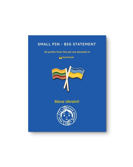 Make Heads Turn Yellow Enamel Pin Lithuanian