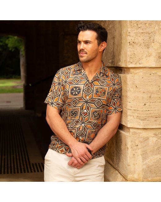 Maurice Saxe Brown Mosaic Shirt for men