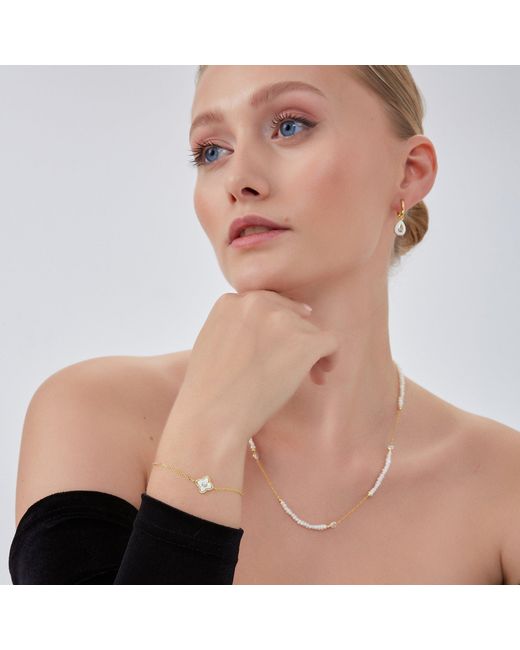 Spero London Metallic Baroque Irregular Pearl Jewelled Sterling Chain Necklace