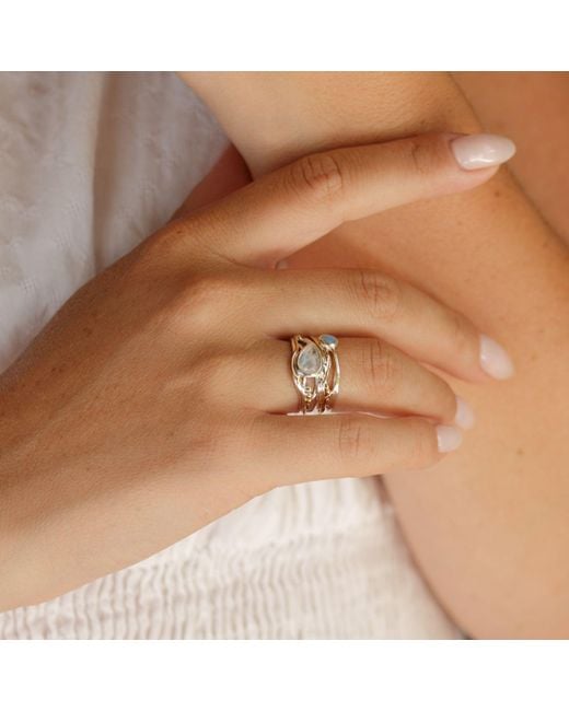 Isla Silver Multicolor Moonstone & Fire Opalite Statement Ring