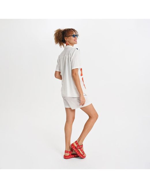 Lalipop Design White Relaxed Cotton Drawstring Shorts
