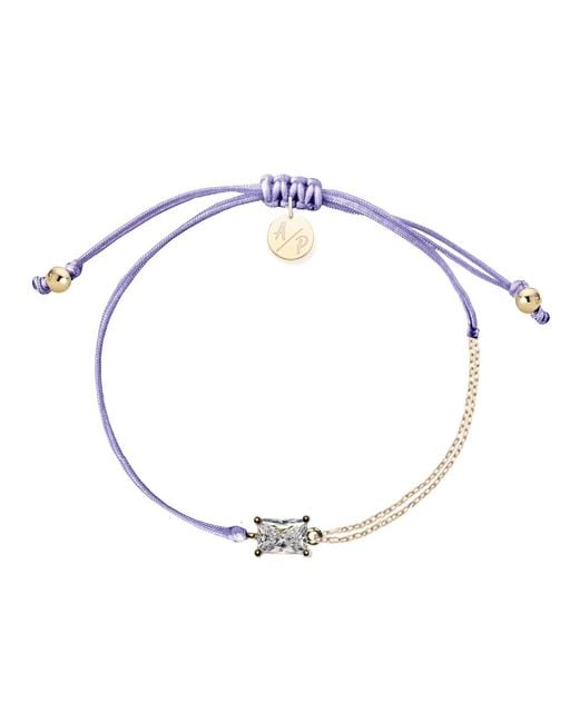 Adriana Pappas Designs Metallic Cz Emerald Cut Bracelet On Colored Cord