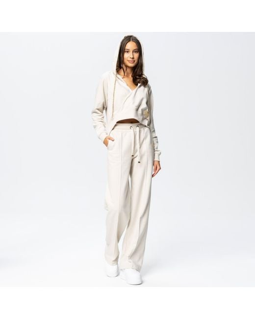 Otthie Natural Neutrals Wide-Leg Cosy Knitted Trousers