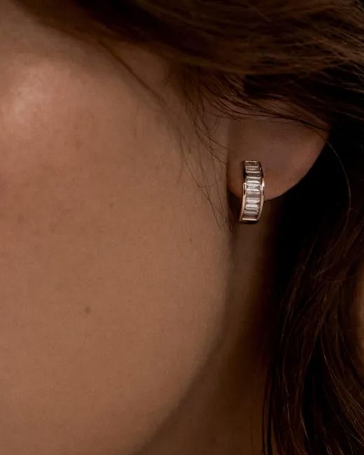 The Jewelz White Neutrals 'City Gleam' 925 Huggies Earrings