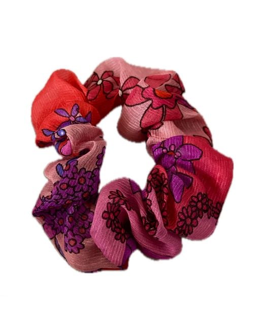 Introvertie VIENNA Red Silk Linen Scrunchie Bloom