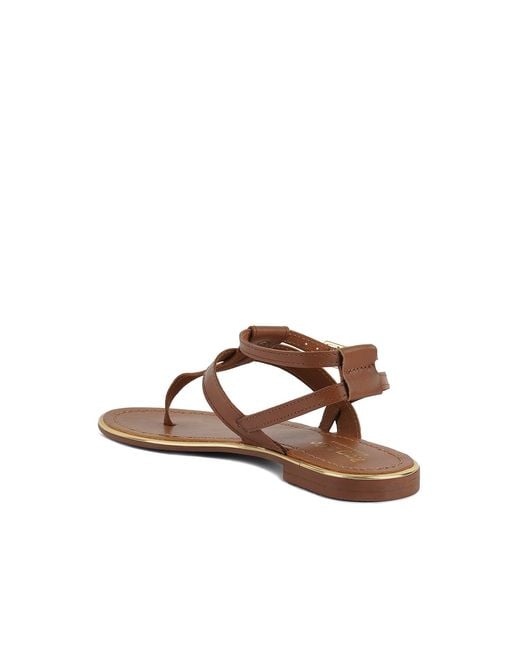 Rag & Co Brown Irene Tan Flat Thong Sandals By Rag & Co