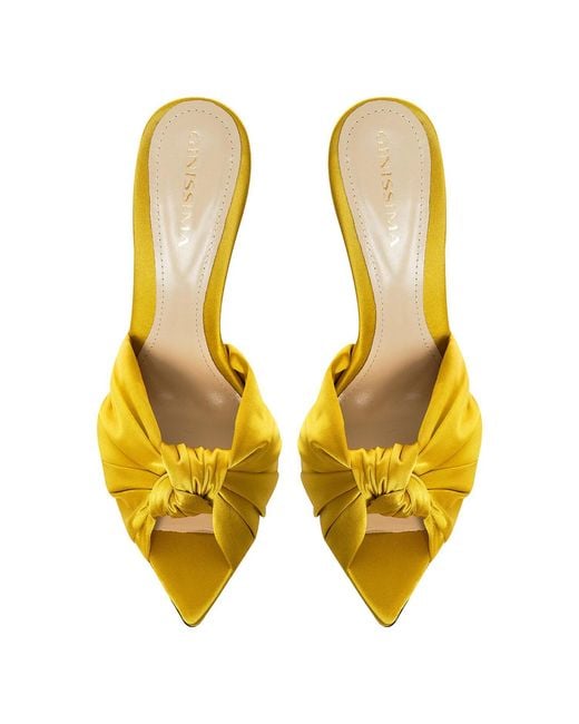 Ginissima Yellow Sofia Satin Clogs, -Lime