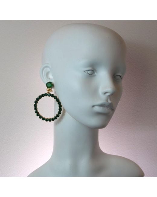 Vicki Sarge Green Yuletide Hoop Earrings