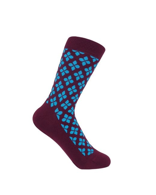 Peper Harow - Made in England Blue Clover Socks