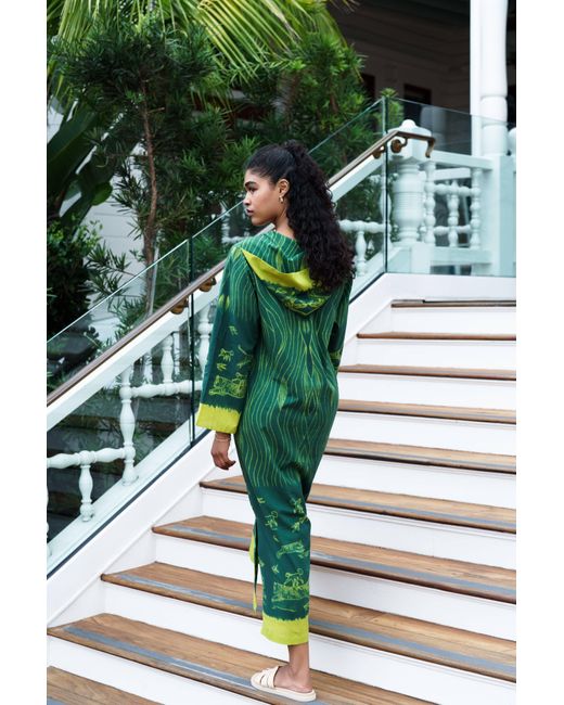 Tiger and the Monkey Green The Veronica Organic Handloomed Cotton Kaftan Dress