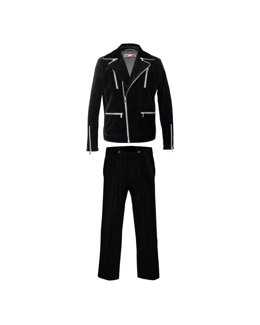 DAVID WEJ Black Washington Corduroy Biker Set for men