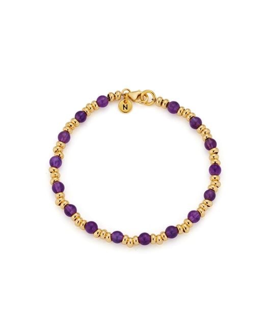 Nellou Jewellery Metallic Gem Amethyst Bracelet Birthstone February Plated Sterling