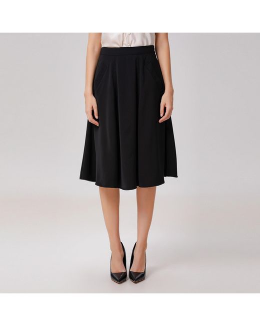Smart and Joy Black Sleek Flared Skirt