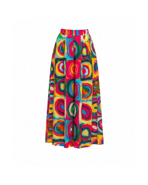Tantra Spain Sl Multicolored Printed Pleated Pants With Pockets Fucsia