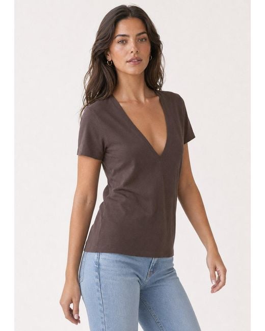 NOEND Black Supima Cotton Deep V-Neck Tee