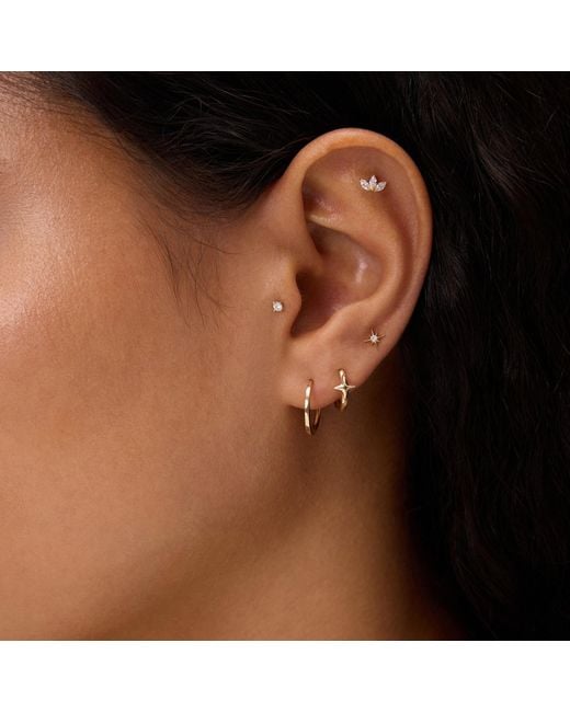 Vanhi Metallic 14K Recycled Solid Star Huggie Earring