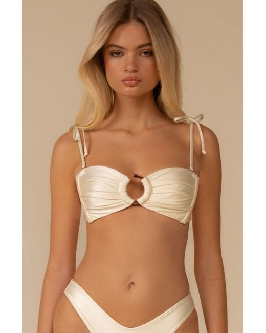 Montce Natural Neutrals Cream Silkie Tori Ties Bandeau Bikini Top