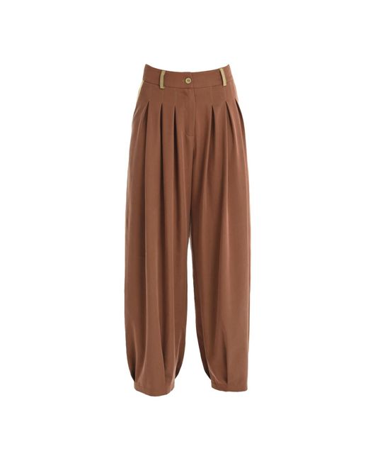 Lalipop Design Brown Neutrals Tencel Blend Relaxed Wide-Leg Pants