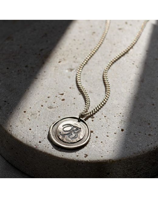 Posh Totty Designs Metallic Oxidised Initial Wax Seal Necklace for men
