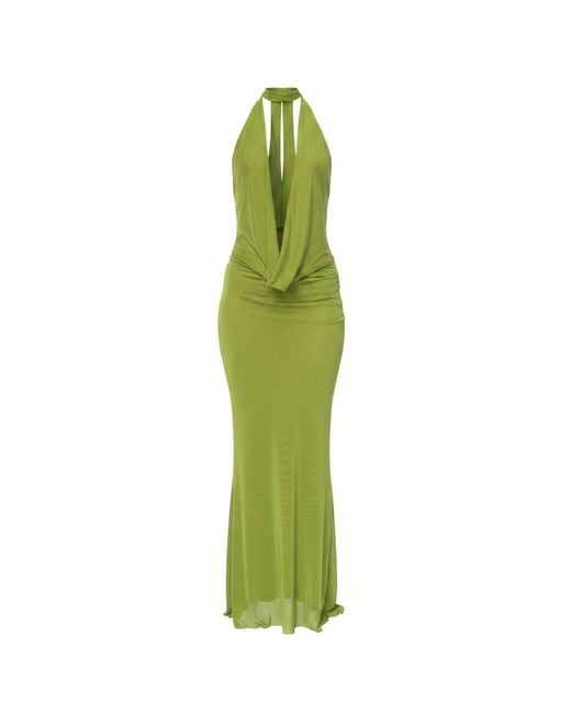 Alia Studio Green Frisson Maxi Mesh Dress