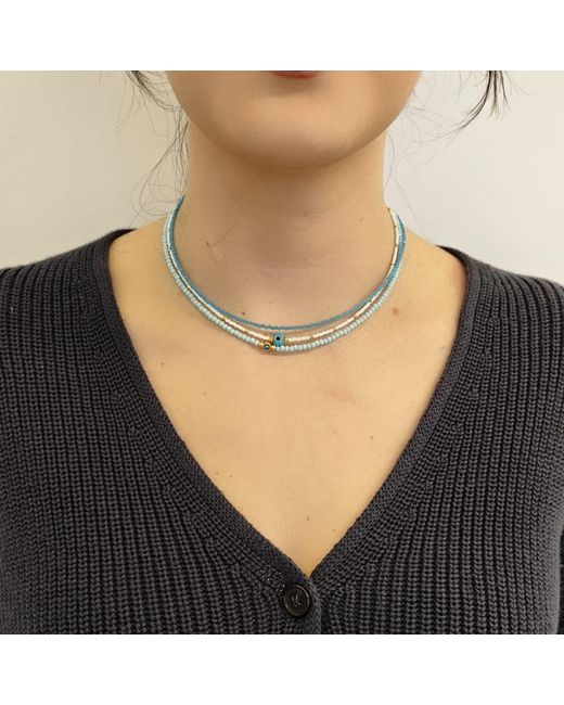 Nuvv Collection Blue Beaded Evil Eye Necklace