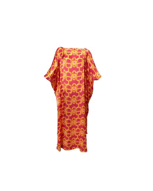 Julia Clancey Red Madam Lydy Lilac Silk Satin Kaftan
