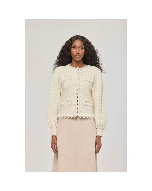The Extreme Collection Natural Neutrals Ecru Tweed-Style Structured Cardigan Kingston
