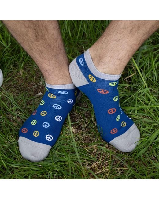 Peper Harow - Made in England Blue Peace Luxury Crew & Trainer Socks Bundle for men
