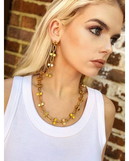Jaredjamin Metallic Blockbuster Four Block Earrings