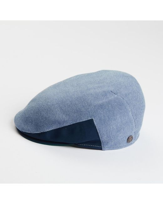 Dasmarca Hats Blue Dasmarca Brody Aqua Cotton Summer Flat Cap With Bright Coloured Under Peak for men