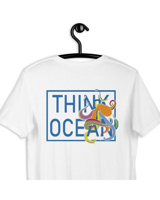 Anchor and Crew White Think Ocean Octopus Fluorescence Cotton Embroidered T-Shirt for men