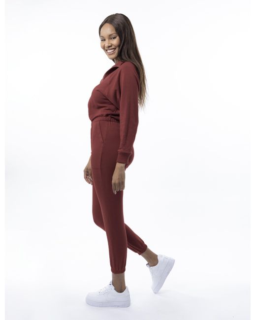 Lezat Red Restore Soft Terry Jumpsuit In Masala